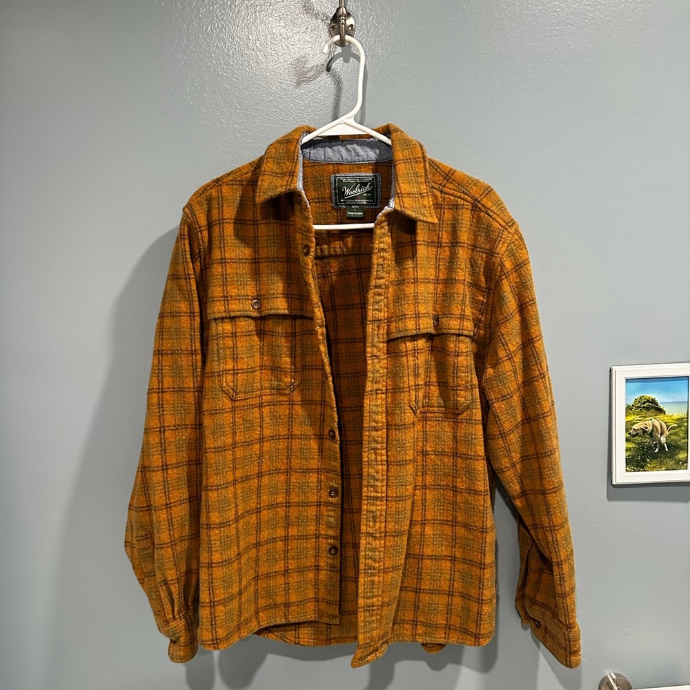 Vintage Woolrich Yellow Lightweight Shirt Jacket Casual Fit
